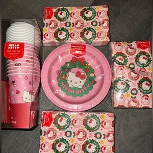 NWT Tag Hello Kitty Christmas Bundle: HK Christmas Napkins Plates and Cups